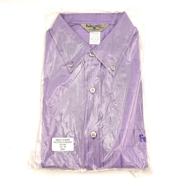 Vf Imagewear Other - FedEx Stan Herman Mens Work Shirt Long Sleeve Micro Check Purple 16.5 35 NWT New